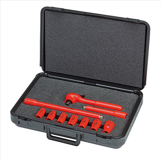 KNIPEX 10PC-1;000V INSLTD SOCKET SET 1/2IN DR SAE