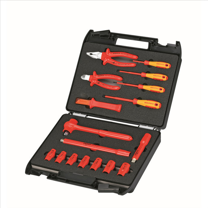 17-Piece Tool Kit with Insulated Tools for Working