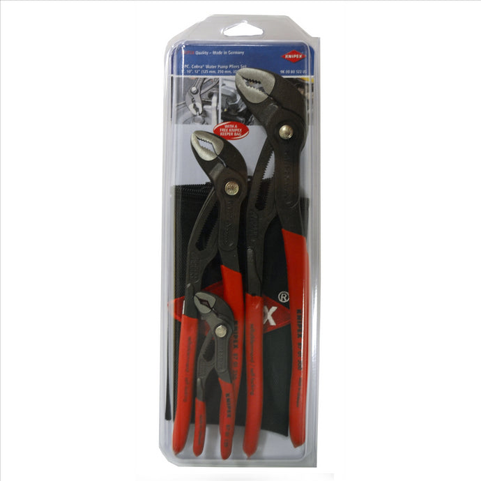 KNIPEX 3 Pc. Cobra W/Keeper (87 01 125; 87 01 250; 87 01 30