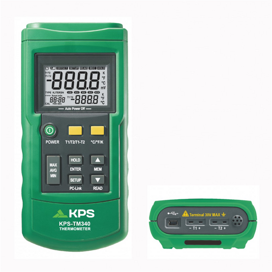 KPS by Power Probe KPS TM340 Contact Digital Thermometer with 2 channels and data logging