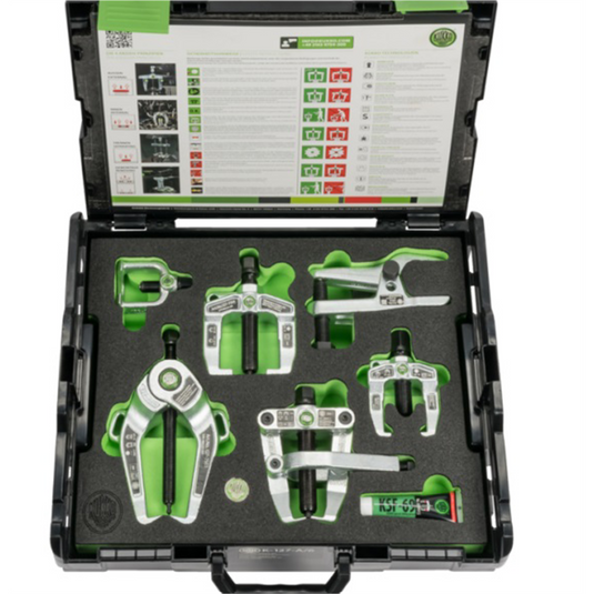 Kukko Quality Tools Front-end service kit fordisassembly and maintenance of swivelcaster arms; ball joints; tie rods & wheelbearings