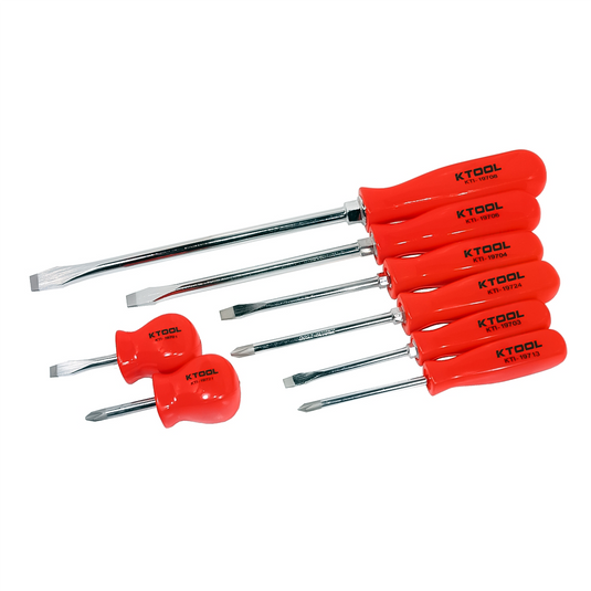 K Tool International 8-Piece Screwdriver Set with Orage Square Handles