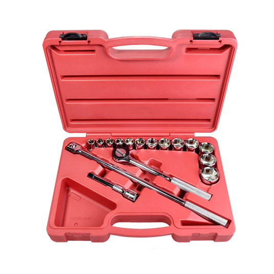K Tool International Socket Set 16 Piece SAE 1/2"" Dr 6 pt Shallow