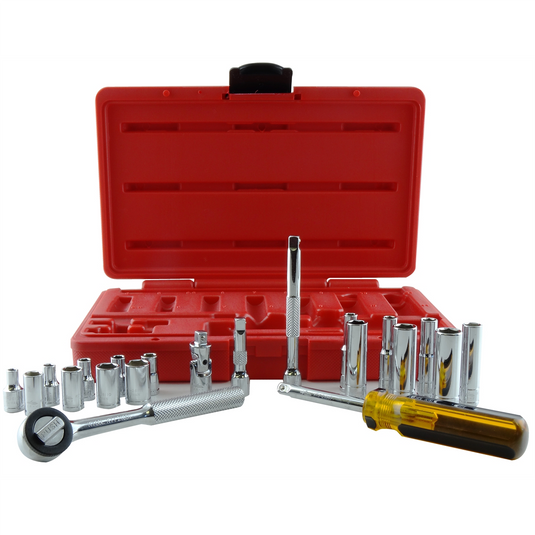 K Tool International 21-PC 1/4"" DR 6-PT MM CHR SOC SET