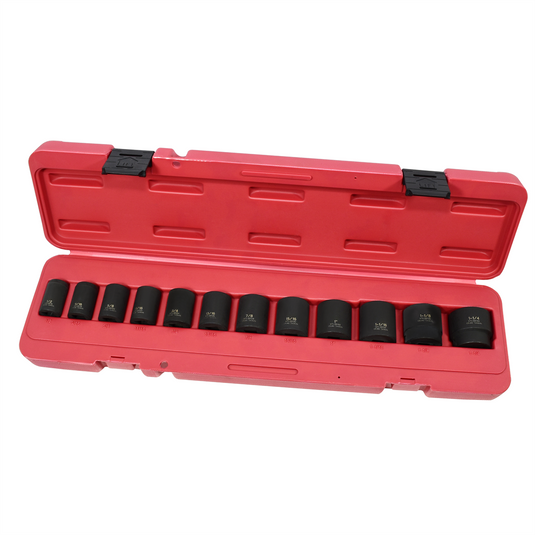 K Tool International Socket Set Impact 1/2 in. Dr 12 Piece SAE
