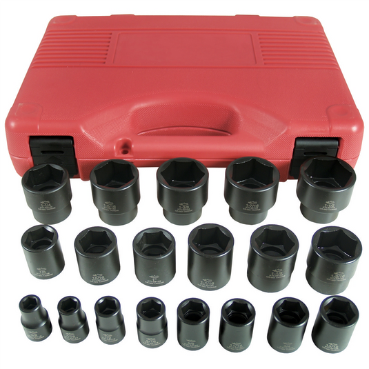K Tool International 19 Piece 1/2"" DR Short Impact Socket Set