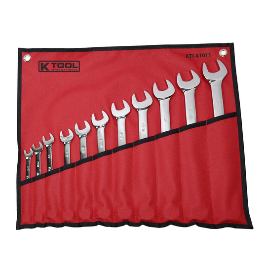 K Tool International Wrench Set 11 Piece Combination Raised Panel Fractional