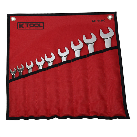 K Tool International Wrench Set Combination 9 Piece Hi Polish with Kit Bag