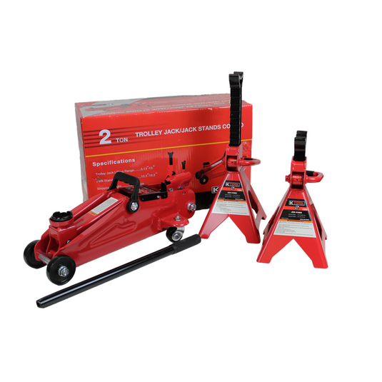 K Tool International Trolley Jack and Jack Stands Combo 2 Ton