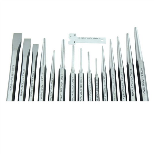 K Tool International PUNCH & CHISEL SET 15 PC. IN KIT BAG