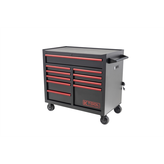 K Tool International Tool Box 41 Inch Premium 10 Drawer Double Bay 1;000 Pound (Matte Black)