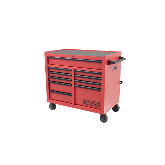 K Tool International Tool Box 41 Inch Premium 10 Drawer Double Bay 1;000 Pound (Matte Red)