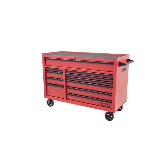 K Tool International Tool Box 55 in. Premium 11 Drawer Double Bay 1;200 lb. (Matte Red)