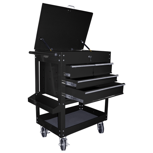 K Tool International Heavy Duty 4-Drawer Service Cart; Black