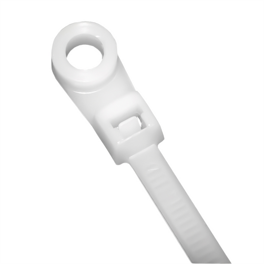 K Tool International Cable Zip Tie 7 Inch Natural 100/Pack 50 Pound Tensile with Mount Head