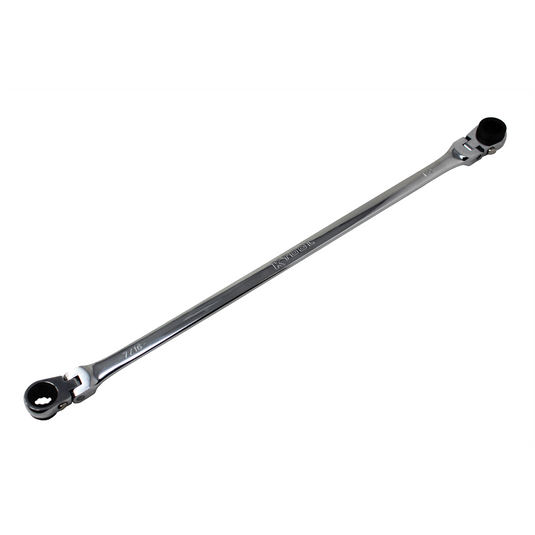 K Tool International Wrench Double Box Ratcheting Reversible 7/16 Inch x 1/2 Inch Universal Spline 90 Tooth