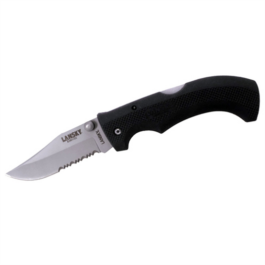 Lansky Sharpeners Easy Grip 3.75"" Clip Point Serrated Folding Knife