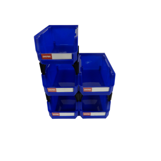 ShopSol SHUTTER Ultra Stacking-Nesting-Hanging Part Storage Bin 4 x 7.4 x 4 inch (HB-220) 5 Count