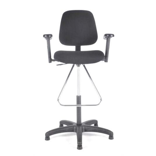 ShopSol Workbench Chair with Teardrop Footrest and Fabric