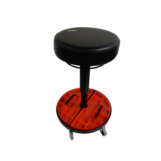 ShopSol Tool Trolley -High with viynl round seat  and (2) part removable tray