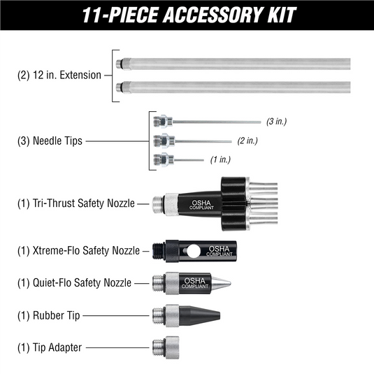 Legacy Manufacturing Flexzilla&reg; X3 Blow Gun Kit 11-Piece; ZillaGreen&reg;