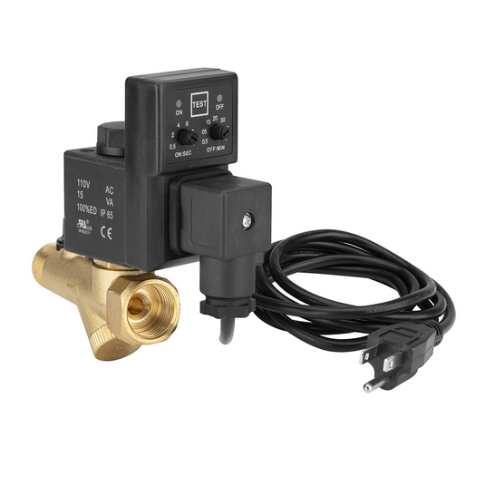 Legacy Manufacturing Flexzilla&trade; Pro Air Compressor Timed Water Drain with Noise Reduction Filter; Black