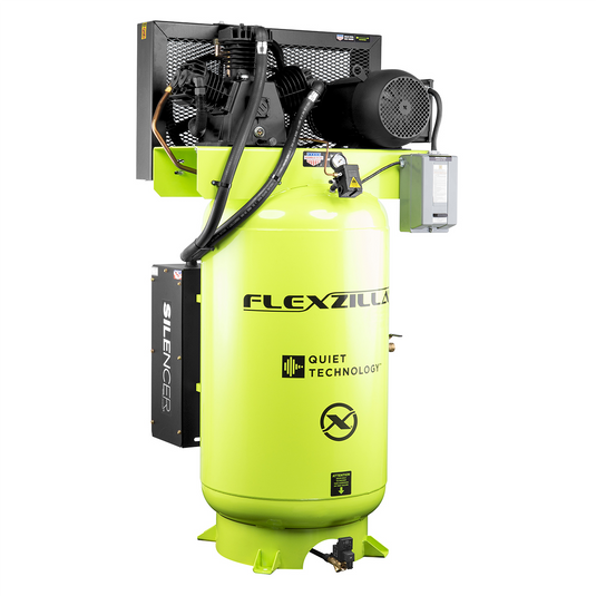 Legacy Manufacturing Flexzilla&reg; Air Compressor with Silencer&trade;; Stationary; Splash Lubricated; 7.5 HP; 80 Gallon; 230 Volt; 1-Phase; 2-Stage; Vertical; ZillaGreen&trade;