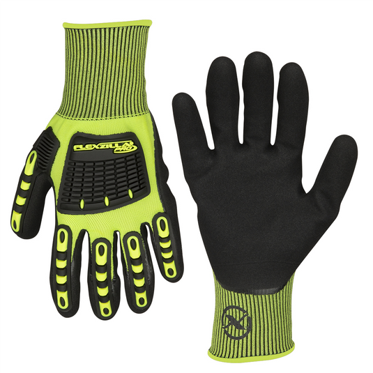 Legacy Manufacturing Flexzilla&reg; Pro Impact Sandy Nitrile Dip Gloves; Black/ZillaGreen&trade;; XL