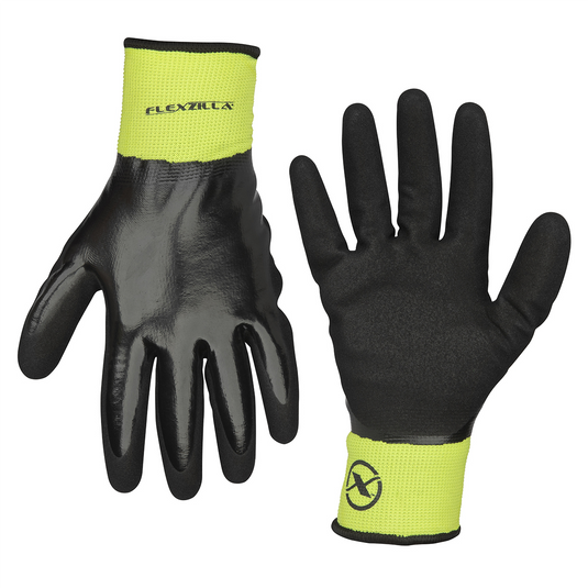 Legacy Manufacturing Flexzilla&reg; Full Nitrile Dip Winter Gloves; Black/ZillaGreen&trade;; L