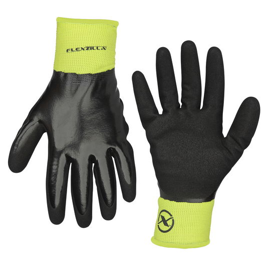 Legacy Manufacturing Flexzilla&reg; Full Nitrile Dip Winter Gloves; Black/ZillaGreen&trade;; XL