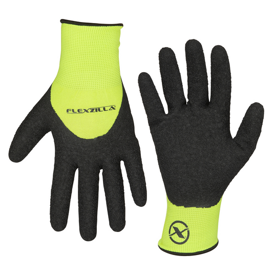 Legacy Manufacturing Flexzilla&reg; Pro 3/4 Crinkle Latex Dip Gloves; Crinkle Latex Palm; Black/ZillaGreen&trade;; L