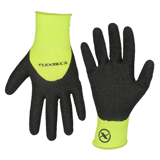 Legacy Manufacturing Flexzilla&reg; Pro 3/4 Crinkle Latex Dip Gloves; Crinkle Latex Palm; Black/ZillaGreen&trade;; XL