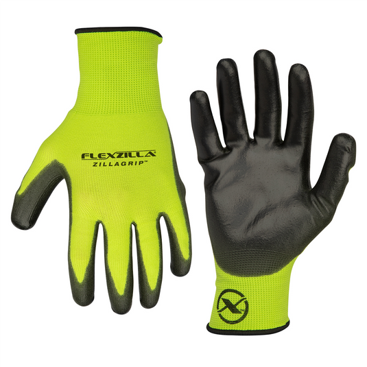 Legacy Manufacturing Flexzilla&reg; ZillaGrip&trade; Polyurethane Dip Gloves; Black/ZillaGreen&trade;; L