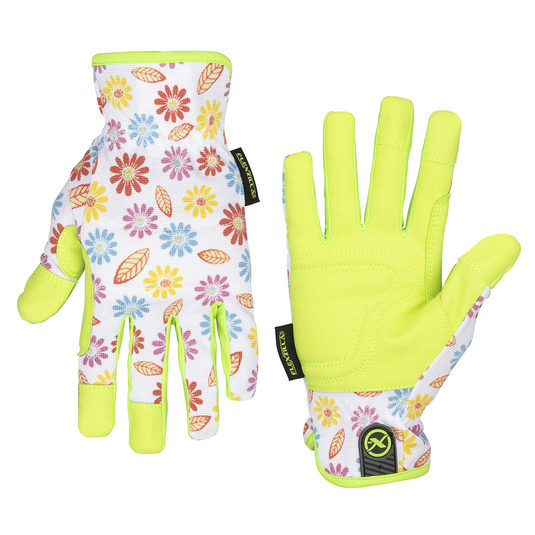 Legacy Manufacturing Flexzilla&reg; Garden Utility Gloves; Synthetic Leather; Floral/ZillaGreen&trade;; For Women; M