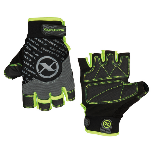 Legacy Manufacturing Flexzilla&reg; High Dexterity Fingerless Gloves; Polyurethane Palm; Gray/Black/ZillaGreen&trade;; XXL