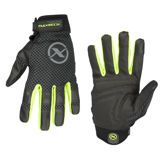 Legacy Manufacturing Flexzilla&reg; High Dexterity FlexFit Gloves; Polyurethane Palm; Black/ZillaGreen&trade;; L