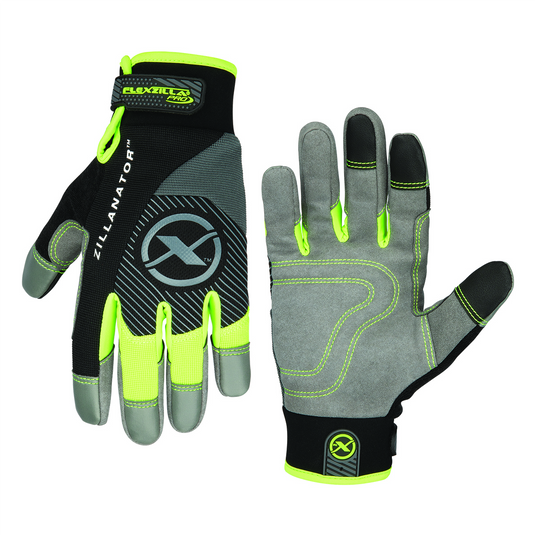 Flexzilla&reg; Pro High Dexterity Zillanator Gloves; Synthetic Leather; Gray/Black/ZillaGreen&trade;; XXL