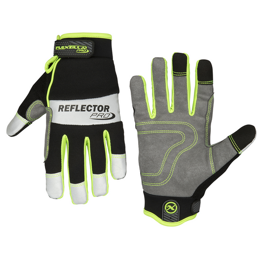 Legacy Manufacturing Flexzilla&reg; Pro High Dexterity Reflector Gloves; 3M&trade; Scotchlite&trade; Reflective Material; Gray/Black/ZillaGreen&trade;; XL