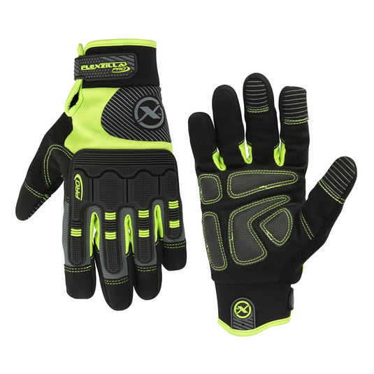Legacy Manufacturing Flexzilla&reg; Pro High Dexterity Impact HD Pro Gloves; Synthetic Leather; Black/ZillaGreen&trade;; L