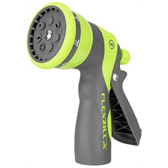 Legacy Manufacturing Flexzilla Garden Hose Nozzle; Heavy Duty 7-Pattern Adjustable Pistol Grip; ZillaGreen