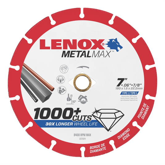 Lenox Tools LENOX Metal Max DIAM CUTOFF WHEEL AG/CS 7"" X 7/8