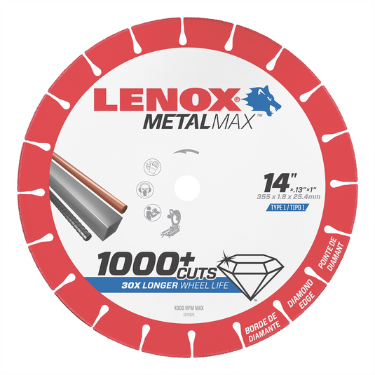 Lenox Tools LENOX MEtal Max  DIAM CUTOFF WHEEL CH 14"" X 1