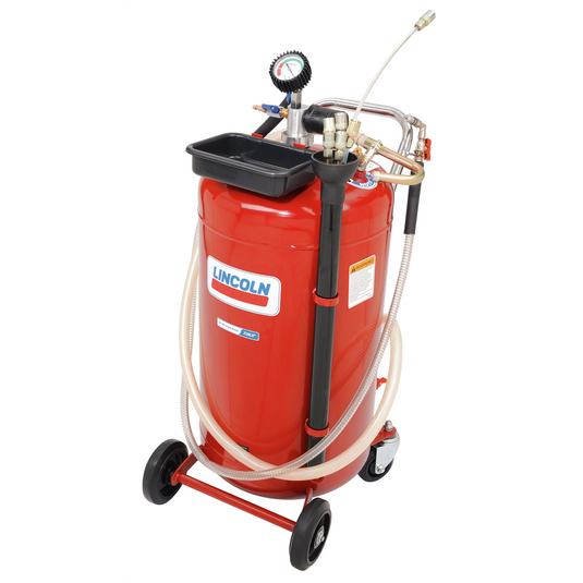 Lincoln Lubrication Pneumatic Air Operated Red Portable Used Fluid Evacuator; 25 Gallon