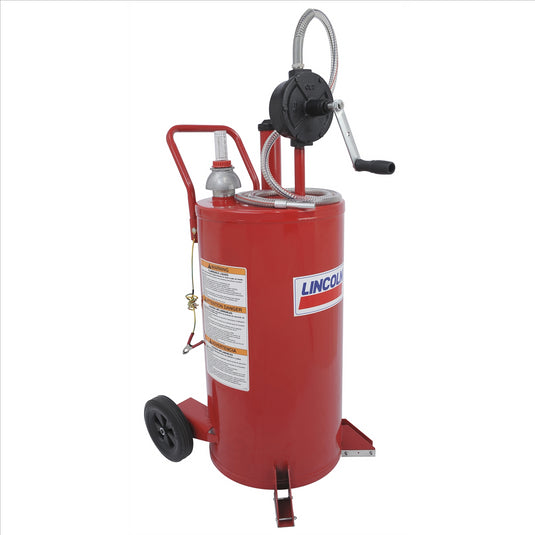 Lincoln Lubrication Steel Fuel Caddy with 2-Way Rotary Pump and 7' Hose; 25 Gallon; Red