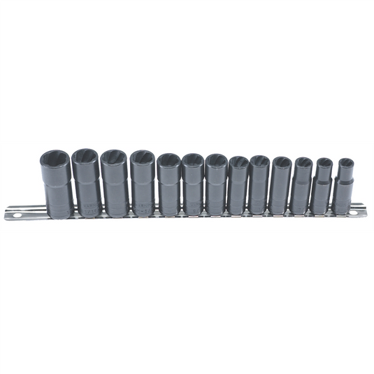 Milton Industries LTI Tool By MIlton 13 Piece 3/8"" Drive Deep Well Twist Socket Damaged Fastener Removal System( Includes Twist Sockets 4