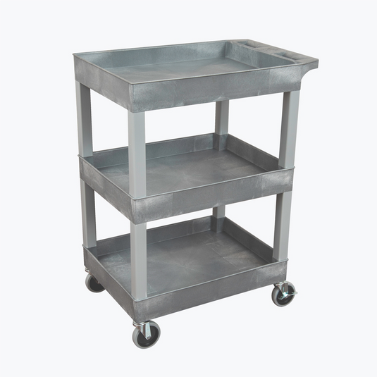 Luxor 24 x 18 Plastic Three Shelf Utility Cart
