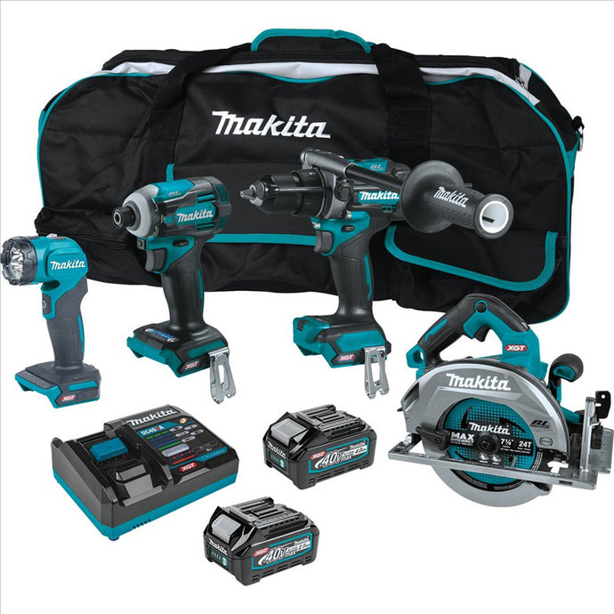 Makita 40V max XGT® Brushless Cordless 4 Pc. Combo Kit; GPH01; GDT01; GSH01; ML001G; bag (2.5Ah/4.0Ah)