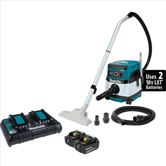 Makita 18V X2 (36V) LXT® Lith-Ion Cordless/Corded 2.1 Gallon HEPA Filter Dry Dust Extractor/Vacuum Kit (5.0Ah)