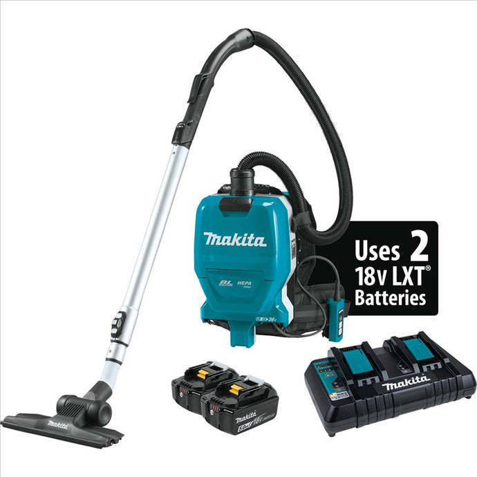 Makita 18V X2 (36V) LXT® Lith-Ion Brushless Cordless 1/2 Gallon HEPA Filter Backpack Dry Vacuum Kit (5.0Ah)