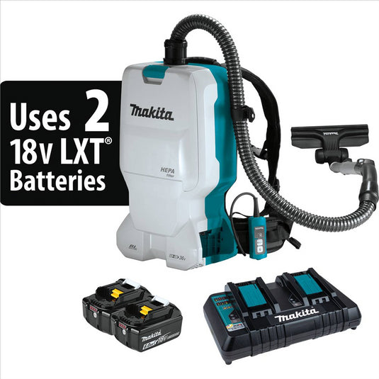 Makita 18V X2 (36V) LXT Lith-Ion Brushless Cordless 1.6 Gallon HEPA Filter Backpack Dry Vacuum (6.0Ah)